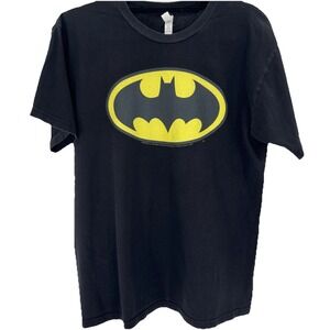 Zuni Sportswear Batman Graphic T-Shirt Mens Large Black Yellow Bat Signal Logo